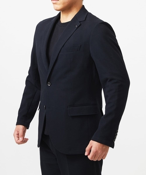 MICHEL KLEIN HOMME (ミッシェルクランオム)の「【セットアップ】ジャージテーラードジャケット【BODY MAKE】(テーラードジャケット・メンズ・ネイビー/ブラック・MEDIUM/LARGE/X-LARGE)」の6枚目の写真
