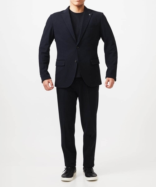 MICHEL KLEIN HOMME (ミッシェルクランオム)の「【セットアップ】ジャージテーラードジャケット【BODY MAKE】(テーラードジャケット・メンズ・ネイビー/ブラック・MEDIUM/LARGE/X-LARGE)」の8枚目の写真