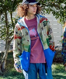 メッシュ防蚊加工 総柄プリントパーカーJKT