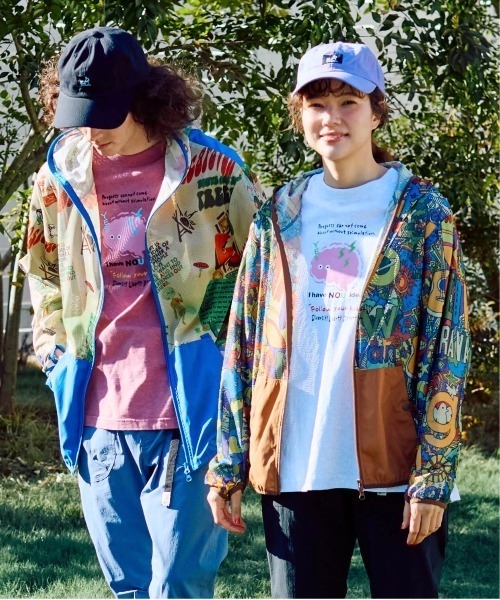 メッシュ防蚊加工 総柄プリントパーカーJKT（パーカー）｜go
