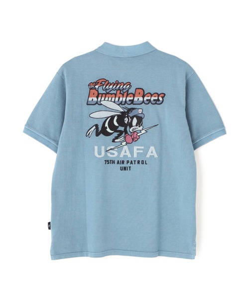 AVIREX(アヴィレックス)の「《直営店限定》FADE WASH EMB POLO "BUMBLE BEE" / フェイドウォッシュ 刺繍ポロ / AVIREX / アヴィレックス(ポロシャツ・メンズ・サックスブルー/チャコール/オフホワイト・X-LARGE/LARGE/MEDIUM/XX-LARGE)」の6枚目の写真