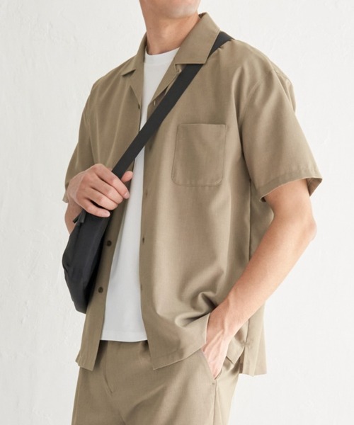 ikka（イッカ）の「【イージーケア／セットアップ対応】Reflax(R) リラックスオープンカラーシャツ（シャツ/ブラウス・メンズ・グリーン/ダークネイビー/ベージュ/オフホワイト/チャコールグレー/ターコイズブルー・S/M/L/XL）」の4枚目の写真