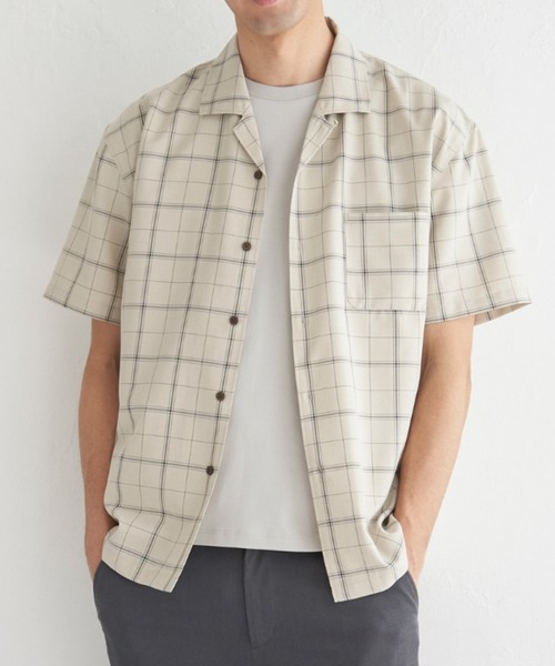 ikka（イッカ）の「【イージーケア／セットアップ対応】Reflax(R) リラックスオープンカラーシャツ（シャツ/ブラウス・メンズ・グリーン/ダークネイビー/ベージュ/オフホワイト/チャコールグレー/ターコイズブルー・S/M/L/XL）」の2枚目の写真