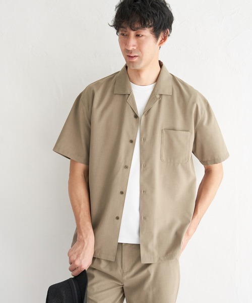 ikka（イッカ）の「【イージーケア／セットアップ対応】Reflax(R) リラックスオープンカラーシャツ（シャツ/ブラウス・メンズ・グリーン/ダークネイビー/ベージュ/オフホワイト/チャコールグレー/ターコイズブルー・S/M/L/XL）」の9枚目の写真