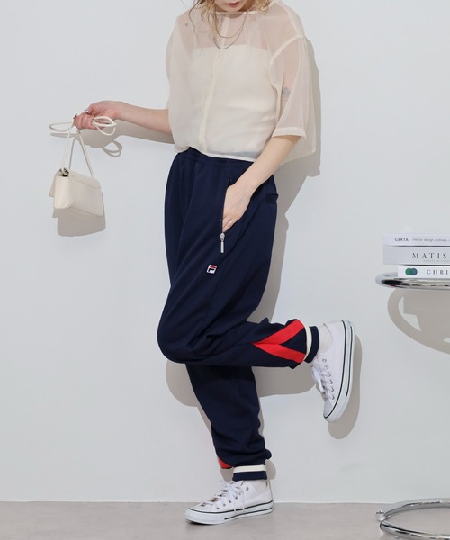 FILA HERITAGE（フィラヘリテージ）の「FILA HERITAGE TRACK PANTS 鹿の子 リブ ライン トラックパンツ セットアップ可能（その他パンツ・メンズ・ブラック/ネイビー・L/XL/M）」の12枚目の写真