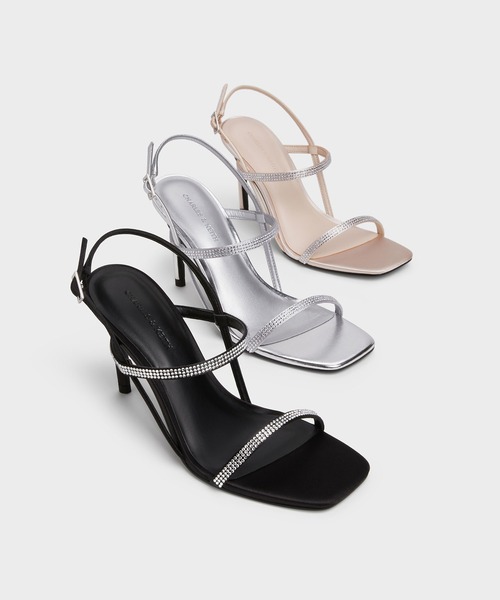 CHARLES & KEITH(チャールズ & キース)の「Arona アロナ メタリッククリスタルエンベリシュッドスティレットヒールサンダル(サンダル・レディース・アイボリー/シルバー/ブラック系その他2・23.5cm/23cm/22.5cm/22cm/26.5cm/25.5cm/25cm/24.5cm)」の4枚目の写真