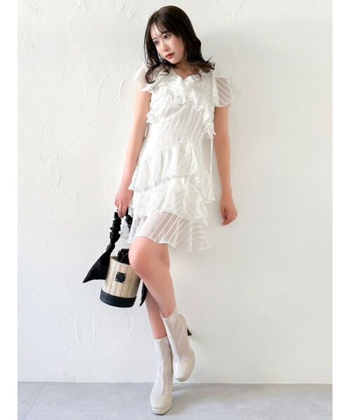 【新作】dazzlin ダズリン バリエフルイドミニワンピース Sサイズ セール】バリエフルイドミニワンピース（ワンピース）｜dazzlin