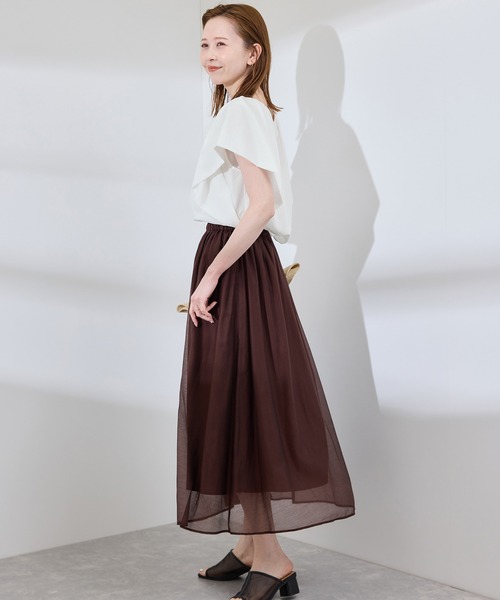 ROPE' PICNIC(ロペピクニック)の「ラッフルスリーブブラウス/通勤対応(シャツ/ブラウス・レディース・ホワイト系その他2/ブラック/ブラック系その他2/ホワイト/ライトグリーン・38)」の20枚目の写真