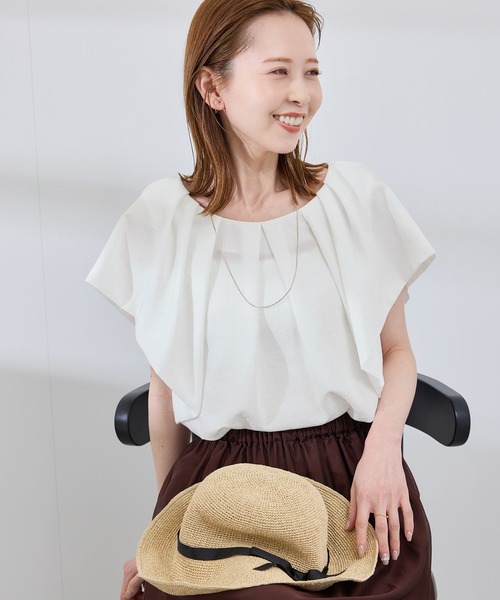 ROPE' PICNIC(ロペピクニック)の「ラッフルスリーブブラウス/通勤対応(シャツ/ブラウス・レディース・ホワイト系その他2/ブラック/ブラック系その他2/ホワイト/ライトグリーン・38)」の21枚目の写真