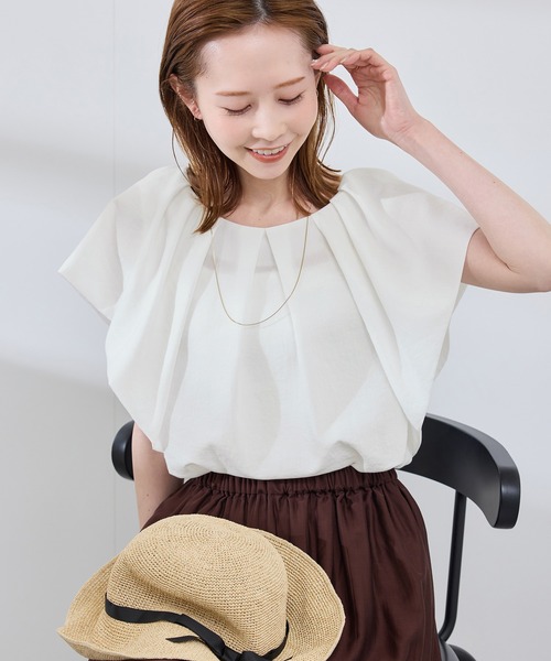 ROPE' PICNIC(ロペピクニック)の「ラッフルスリーブブラウス/通勤対応(シャツ/ブラウス・レディース・ホワイト系その他2/ブラック/ブラック系その他2/ホワイト/ライトグリーン・38)」の22枚目の写真