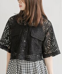 レース半袖ショートシャツ