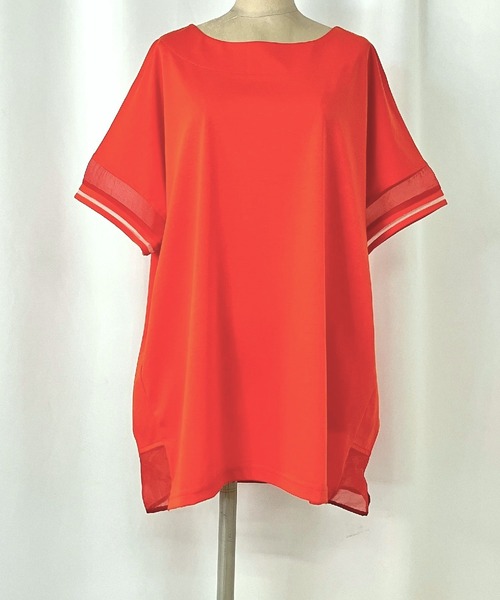 Q（キュー）の「袖口ラインプルオーバー（Tシャツ/カットソー・レディース・ブラック/ホワイト/オレンジ・MEDIUM）」の5枚目の写真