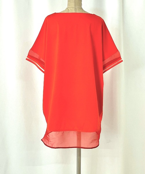 Q（キュー）の「袖口ラインプルオーバー（Tシャツ/カットソー・レディース・ブラック/ホワイト/オレンジ・MEDIUM）」の7枚目の写真