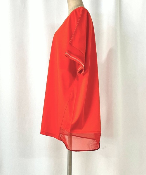 Q（キュー）の「袖口ラインプルオーバー（Tシャツ/カットソー・レディース・ブラック/ホワイト/オレンジ・MEDIUM）」の6枚目の写真