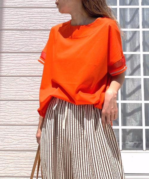 Q（キュー）の「袖口ラインプルオーバー（Tシャツ/カットソー・レディース・ブラック/ホワイト/オレンジ・MEDIUM）」の14枚目の写真