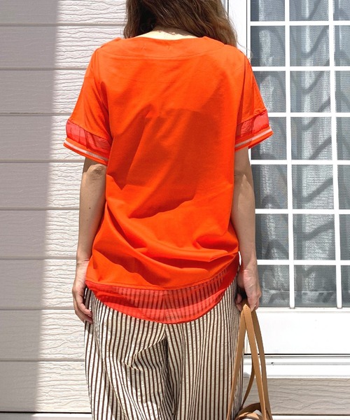 Q（キュー）の「袖口ラインプルオーバー（Tシャツ/カットソー・レディース・ブラック/ホワイト/オレンジ・MEDIUM）」の17枚目の写真