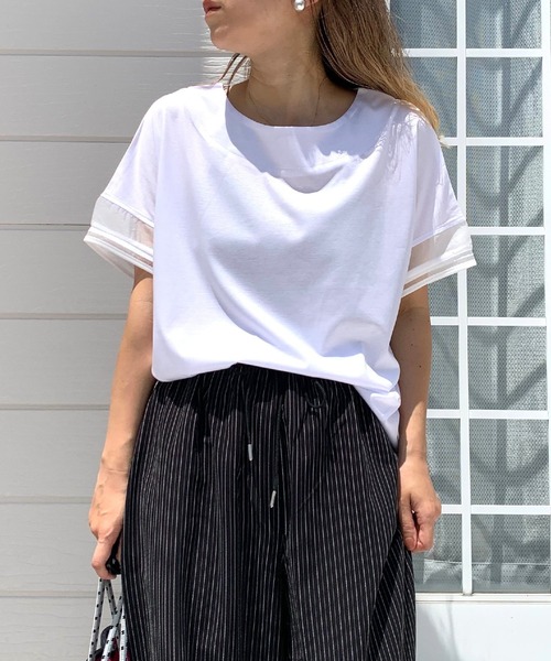 Q（キュー）の「袖口ラインプルオーバー（Tシャツ/カットソー・レディース・ブラック/ホワイト/オレンジ・MEDIUM）」の21枚目の写真