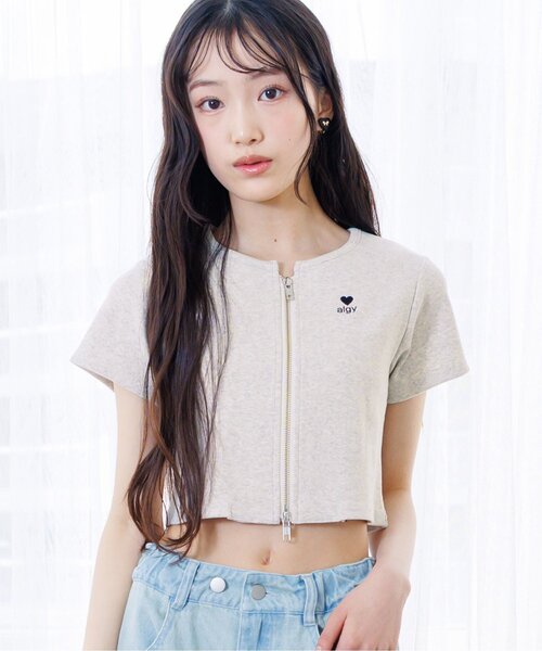 algy（アルジー）の「フロントジップT（Tシャツ/カットソー・キッズ・ブラック/アイボリー/ブルー・XX-SMALL/X-SMALL/MEDIUM/SMALL）」の2枚目の写真