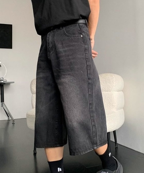 link lot(リンクロット)の「ヴィンテージ加工デニムクロップドパンツ バギーショーツ デニムショートパンツ(デニムパンツ・メンズ・ブルー系その他/ブルー/ブラック・L/M)」の18枚目の写真