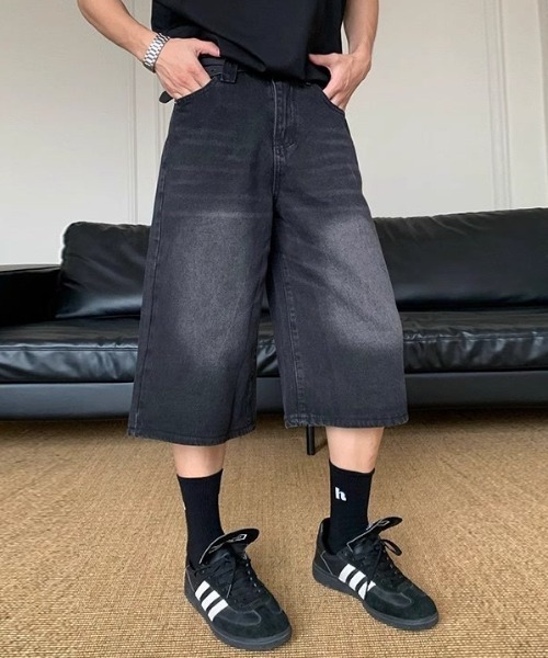 link lot(リンクロット)の「ヴィンテージ加工デニムクロップドパンツ バギーショーツ デニムショートパンツ(デニムパンツ・メンズ・ブルー系その他/ブルー/ブラック・L/M)」の19枚目の写真