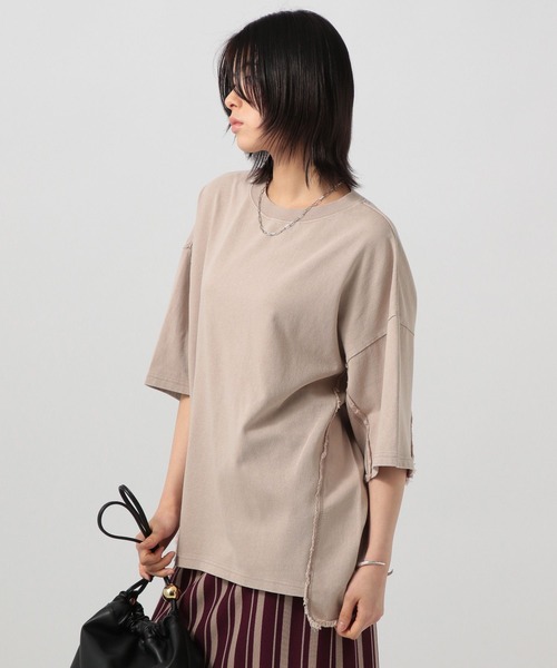 BAYFLOW（ベイフロー）の「フリンジコンビフェードＴ（Tシャツ/カットソー・レディース・チャコール/ベージュ/レッド・FREE）」の3枚目の写真