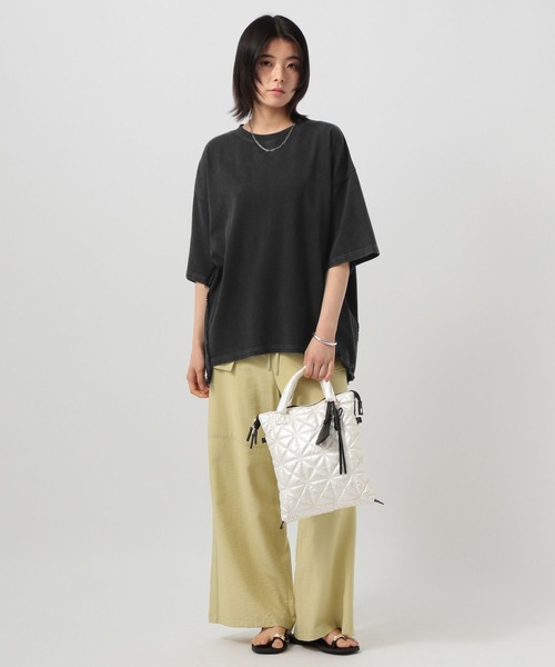 BAYFLOW（ベイフロー）の「フリンジコンビフェードＴ（Tシャツ/カットソー・レディース・チャコール/ベージュ/レッド・FREE）」の4枚目の写真