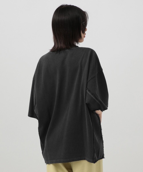 BAYFLOW（ベイフロー）の「フリンジコンビフェードＴ（Tシャツ/カットソー・レディース・チャコール/ベージュ/レッド・FREE）」の5枚目の写真