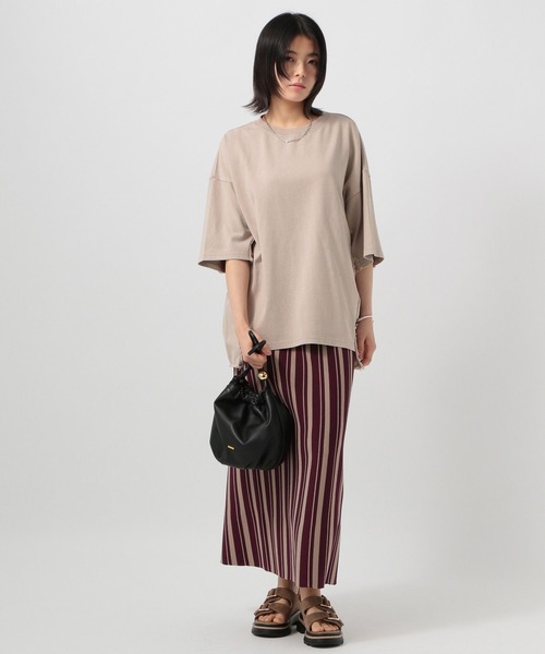 BAYFLOW（ベイフロー）の「フリンジコンビフェードＴ（Tシャツ/カットソー・レディース・チャコール/ベージュ/レッド・FREE）」の8枚目の写真