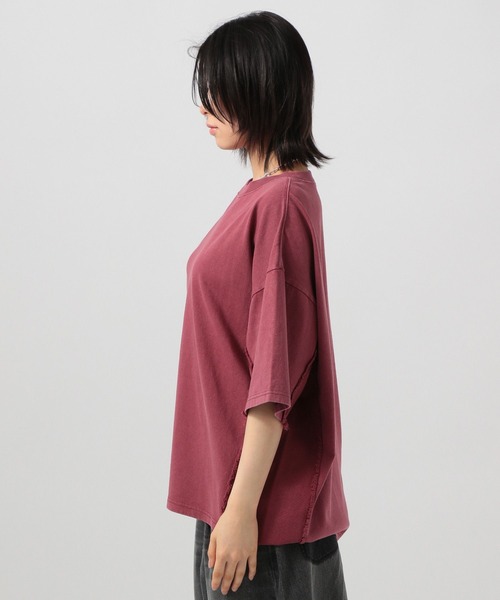 BAYFLOW（ベイフロー）の「フリンジコンビフェードＴ（Tシャツ/カットソー・レディース・チャコール/ベージュ/レッド・FREE）」の10枚目の写真