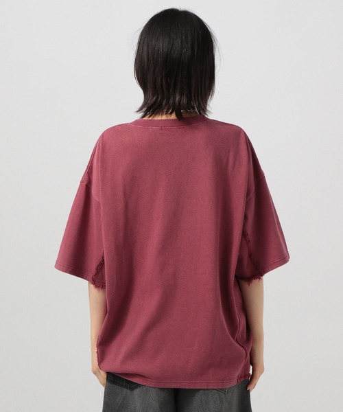 BAYFLOW（ベイフロー）の「フリンジコンビフェードＴ（Tシャツ/カットソー・レディース・チャコール/ベージュ/レッド・FREE）」の11枚目の写真