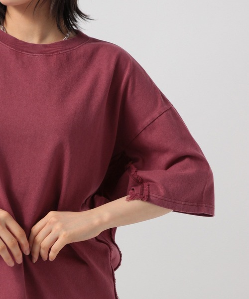 BAYFLOW（ベイフロー）の「フリンジコンビフェードＴ（Tシャツ/カットソー・レディース・チャコール/ベージュ/レッド・FREE）」の13枚目の写真