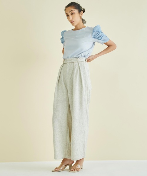 Settimissimo(セッティミッシモ)の「シアーギャザースリーブ切替Tシャツ(Tシャツ/カットソー・レディース・オフホワイト/サックスブルー/ブラック・FREE)」の20枚目の写真
