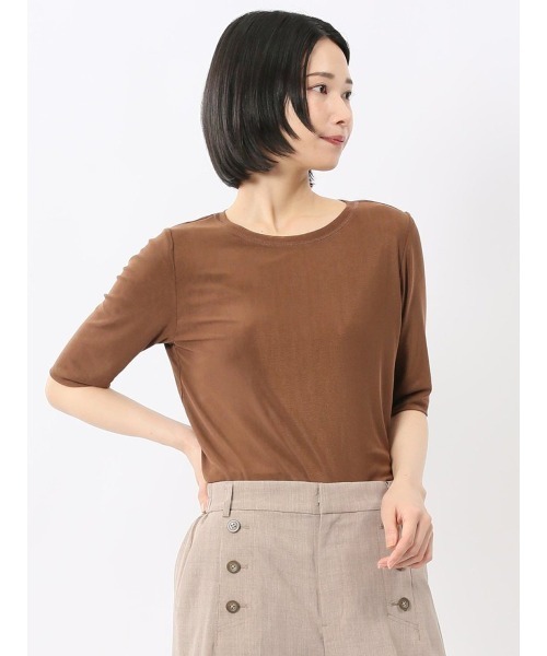 innowave(イノウェーブ)の「【ストレッチ】イノウェーブ/INNOWAVE マイクロチュール 半袖 Tシャツ(Tシャツ/カットソー・レディース・ライトグレー/ダークウッド/ブラック/サックスブルー・MEDIUM)」の3枚目の写真