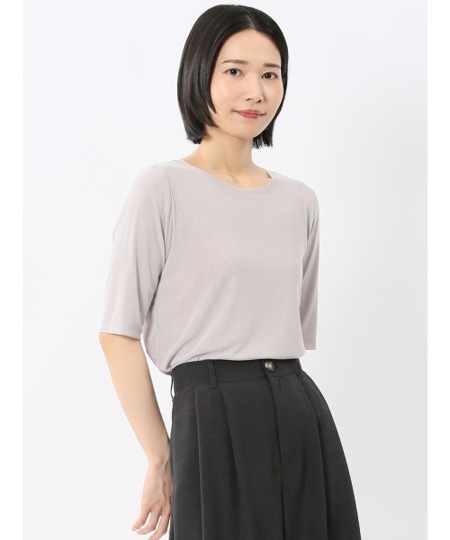 innowave(イノウェーブ)の「【ストレッチ】イノウェーブ/INNOWAVE マイクロチュール 半袖 Tシャツ(Tシャツ/カットソー・レディース・ライトグレー/ダークウッド/ブラック/サックスブルー・MEDIUM)」の1枚目の写真