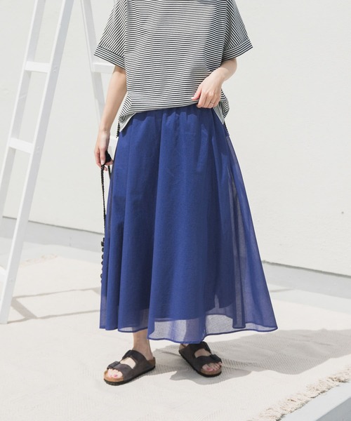 URBAN RESEARCH DOORS（アーバンリサーチドアーズ）の「『UR TECH』ボイルギャザースカート（スカート・レディース・チャコールグレー/ロイヤルブルー/パープル・MEDIUM）」の6枚目の写真