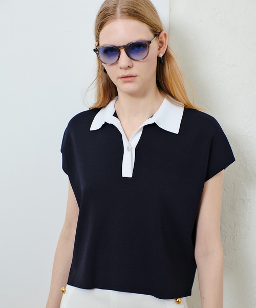 allureville（アルアバイル）の「◇ サマーラガーシャツ（ニット/セーター・レディース・ホワイト系その他/ネイビー/オレンジ・2）」の18枚目の写真