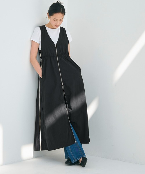 coca（coca）（コカ）の「ナイロンワッシャーサイドラインドレス 撥水（ワンピース・レディース・ホワイト/ブラック・L/M）」の18枚目の写真