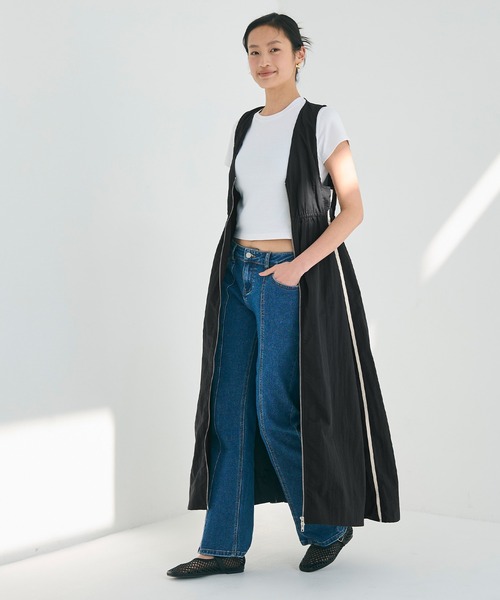 coca（coca）（コカ）の「ナイロンワッシャーサイドラインドレス 撥水（ワンピース・レディース・ホワイト/ブラック・L/M）」の19枚目の写真