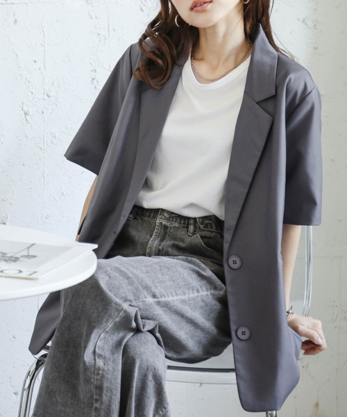 【関税込み】HommeGirls テーラードジャケット セール】◇Pレーヨン麻ポプリンテーラードジャケット