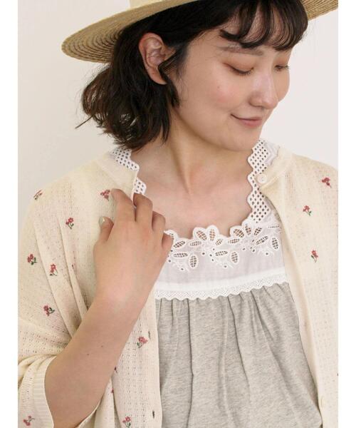 Samansa Mos2（サマンサ モスモス）の「【接触冷感】スクエアネックレースノースリーブ（Tシャツ/カットソー・レディース・グレー/オフホワイト/ブラック・F）」の5枚目の写真