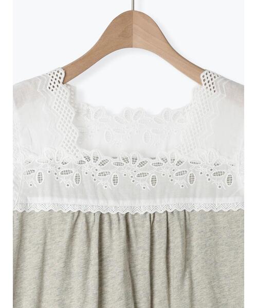 Samansa Mos2（サマンサ モスモス）の「【接触冷感】スクエアネックレースノースリーブ（Tシャツ/カットソー・レディース・グレー/オフホワイト/ブラック・F）」の10枚目の写真
