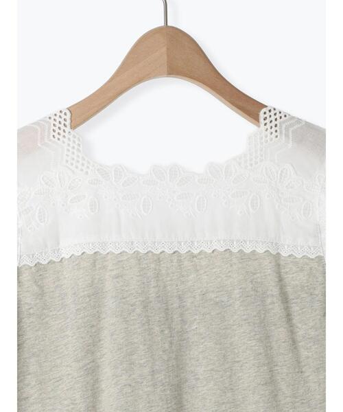 Samansa Mos2（サマンサ モスモス）の「【接触冷感】スクエアネックレースノースリーブ（Tシャツ/カットソー・レディース・グレー/オフホワイト/ブラック・F）」の7枚目の写真