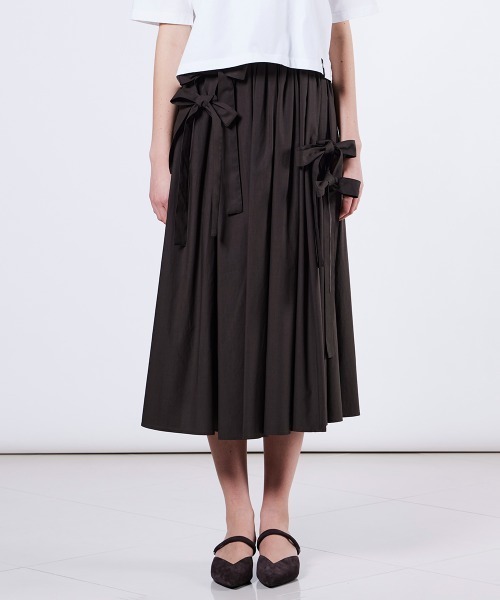 DOUBLE STANDARD CLOTHING（ダブルスタンダードクロージング）の「リボンタイプライタスカート（スカート・レディース・ネイビー/ダークブラウン・36/38）」の11枚目の写真