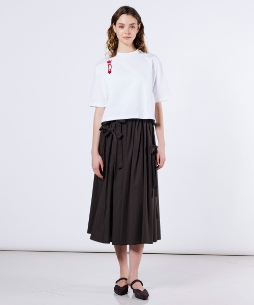 DOUBLE STANDARD CLOTHING（ダブルスタンダードクロージング）の「リボンタイプライタスカート（スカート・レディース・ネイビー/ダークブラウン・36/38）」の6枚目の写真