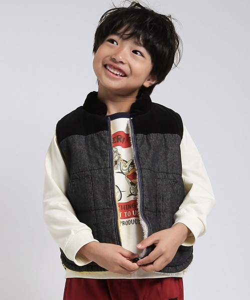 DILASH（ディラッシュ）の「デニム×ボア リバーシブルベスト（その他アウター・キッズ・ネイビー/ブルー/ブラック・140/130/120/110/100/90/80）」の2枚目の写真