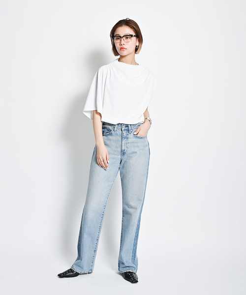 CITYSHOP（シティーショップ）の「ASYMMETRY CUT TOP：カットソー（Tシャツ/カットソー・レディース・ホワイト/ブラック/チャコールグレー・FREE）」の16枚目の写真