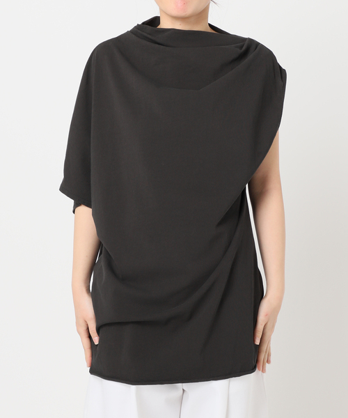 CITYSHOP（シティーショップ）の「ASYMMETRY CUT TOP：カットソー（Tシャツ/カットソー・レディース・ホワイト/ブラック/チャコールグレー・FREE）」の5枚目の写真