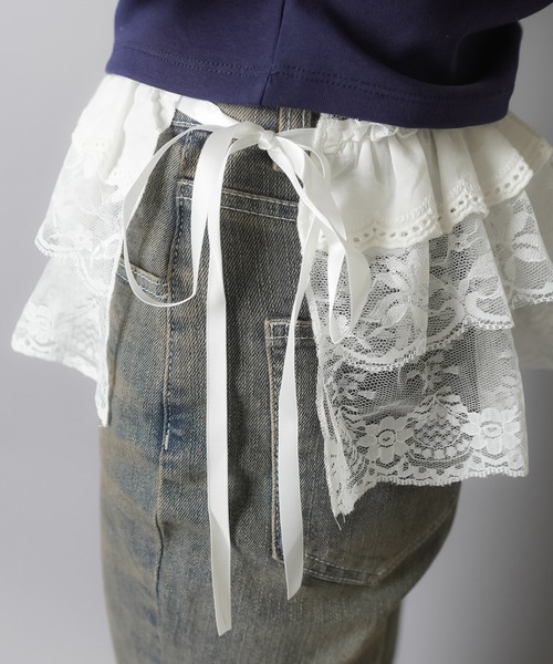 SPINNS（スピンズ）の「腰巻きレイヤード！ レース巻きスカート/3段/ラップスカート/腰巻き（スカート・レディース・ホワイト・ONESIZE）」の9枚目の写真