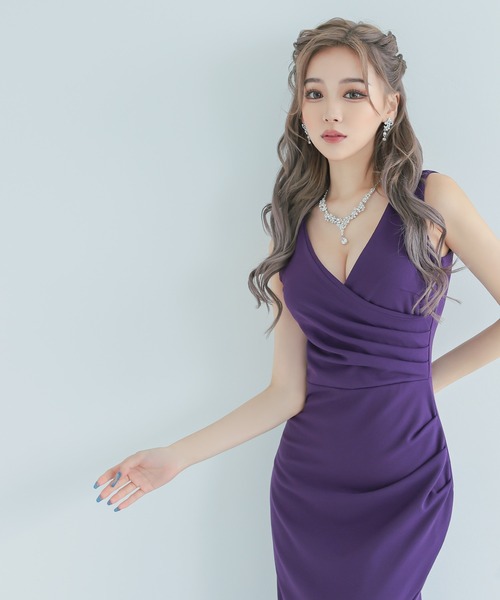 myMinette（マイミネット）の「[CLOSED] キャバドレス ロング ワンカラー ノースリーブ Vネック マーメイド スリットドレス（ドレス・レディース・ブラック/パープル・LARGE/X-LARGE/XX-LARGE/MEDIUM/SMALL）」の9枚目の写真