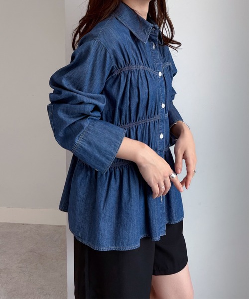 RANAN(ラナン)の「ビスチェデザインシャーリングシャツ(シャツ/ブラウス・レディース・アイボリー/ブルー/ネイビー・M/L/LL)」の3枚目の写真